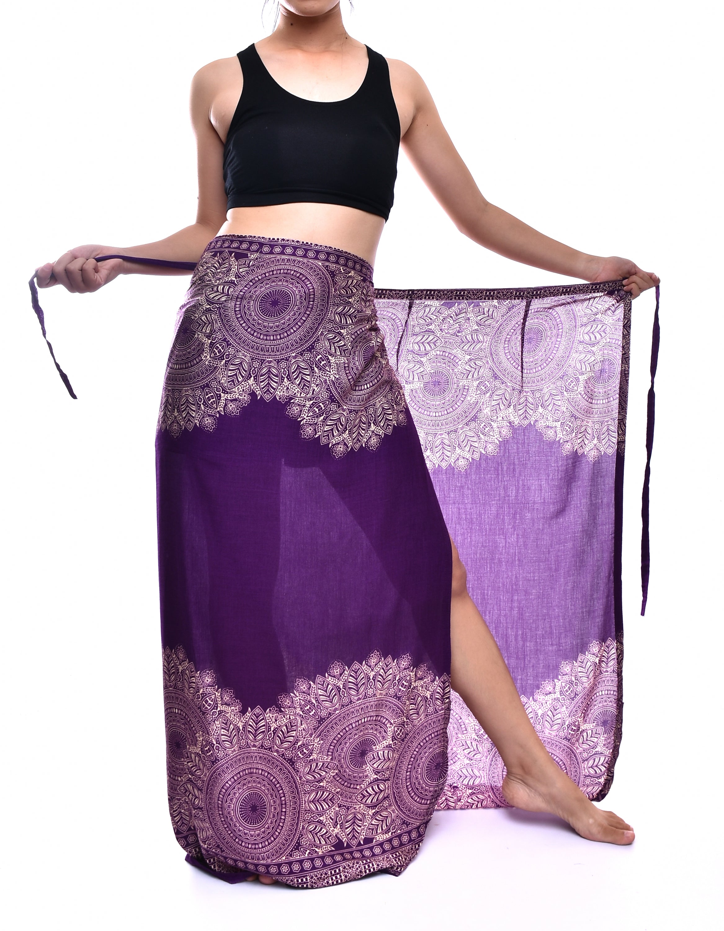 Bohotusk Purple Sun Storm Sarong, featuring vibrant elephant print and soft fabric, perfect for beachwear and summer outings.